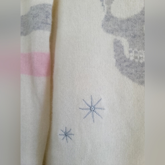 27 Miles Malibu Maja Skull 100% Cashmere Sweater Womens Small Ivory Mock Neck - Picture 7 of 16